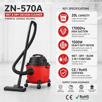 Penyedot Debu Basah Kering 20L Tanpa Kantong, Vacuum Cleaner Canister dengan Filter HEPA 17000Pa, Pembersih Portabel untuk Rumah Tangga, Mobil, dan Luar Ruangan