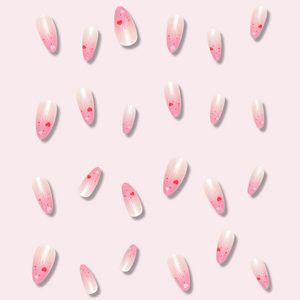 Ongles en acrylique français en <span class=keywords><strong>forme</strong></span> de coeur dégradé rose de luxe Style <span class=keywords><strong>ballerine</strong></span> réutilisable avec vernis à ongles caractéristique de Salon mignon emballé - Product Image 4