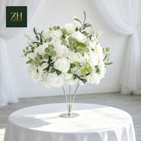 Boule de fleurs en soie rose et violette faite à la main en gros pour la décoration de table de mariage