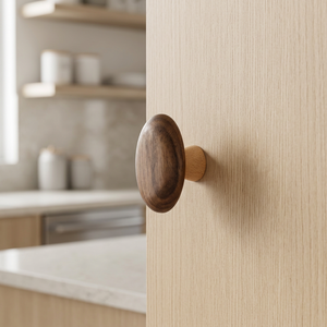 Poignée de tiroir moderne en bois de noyer brillant, bouton ovale en bois pour armoire, crochet champignon - Product Image 4