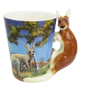 3D <span class=keywords><strong>Kangaroo</strong></span> Xử Lý Gốm Cốc Cà Phê, Tùy Chỉnh Sứ Động Vật Cốc Sữa Nhà Máy Bán Buôn - Product Image 1