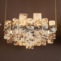 Lustre en pierre de luxe unique, style moderne, forme rectangulaire, lampe suspendue pour chambre à coucher, îlot de cuisine, éclairage haut de gamme pour la maison