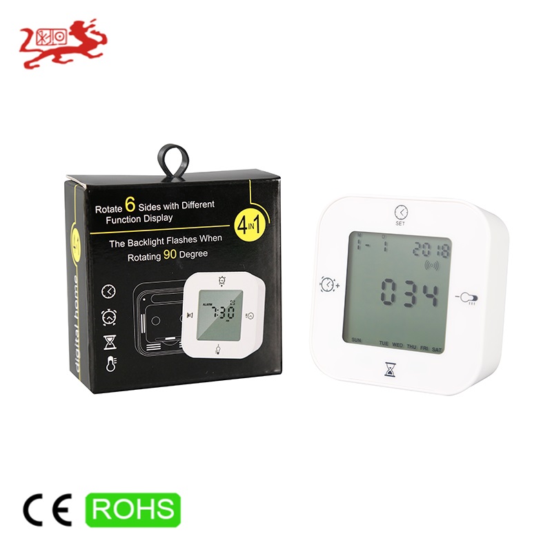 Настольный дорожный будильник с подсветкой и влажностью 12 ч/24 ч