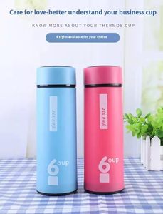 Hot Selling Classic 450ml Portable Eco-Friendly Glass Water <b>Bottle</b> with 2 Cups for Business Events Gift and Custom Logo - Product Image 2