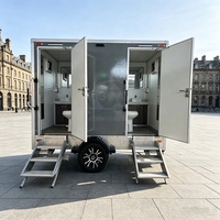 Promotion : Remorque WC Mobile 2 Cabines, Mono-essieu, avec Chasse d'eau, Lavabo et Urinoir, pour Événements Extérieurs et Chantiers