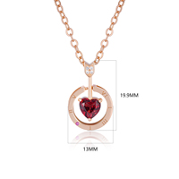 YBO à la mode plaqué or Rose S925 collier en argent amour gravé grenat pierres précieuses Double face coeur flèche pendentifs pour les mariages