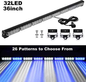 36 pouces 32 <span class=keywords><strong>LED</strong></span> bleu blanc feux d'avertissement stroboscopiques d'urgence 16 pieds cordon droit pour conseiller en trafic Auto intérieur lumière de conseiller - Product Image 2