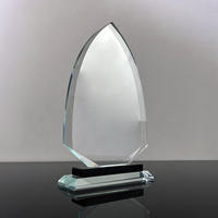 Plaque trophée de cristal de gravure laser vierge personnalisée trophée de cristal avec base noire