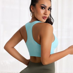 High Support Nylon <b>Racerback</b> Sports <b>Bra</b> with Elastic Waist for Women Breathable Tight Fit Running Workout Top - Product Image 1