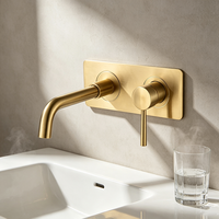 Robinet de lavabo encastré en laiton, monocommande, cartouche céramique, mitigeur mural chaud/froid, design moderne pour lavabo
