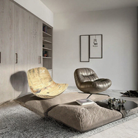 Fauteuil de détente individuel en cuir Nappa italien de luxe fait main pour salon de villa moderne