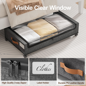 New <b>Shoes</b> Clothes Organizer Underbed <b>Storage</b> Containers Space Saving Rolling Drawers Under Bed <b>Storage</b> With Wheels - Product Image 4