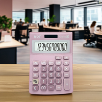 Calculatrice solaire électronique de bureau à 12 chiffres avec logo personnalisé, certifiée CE ROHS, double alimentation, en plastique rose
