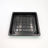 JY-81205 Black Square Kunststoff Sushi Container Großhandel Verpackungs boxen mit Deckel für Einweg-Lebensmittel verpackung Boxes taurant