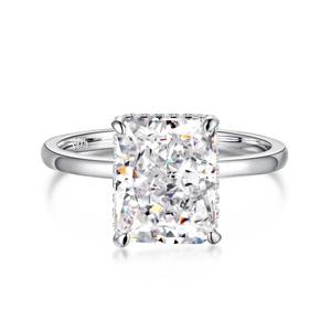 UMジュエリー卸売 スターリングシルバー プリンセスカットダイヤモンド クラシック ネットレッド フレッシュジェムストーンリング 結婚式 婚約ギフト パーティー用 - Product Image 3