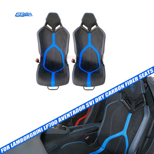 Asientos de fibra de carbono seca en negro y azul, color y material personalizados, para Lamborghini LP704 Aventador SVJ - Product Image 1