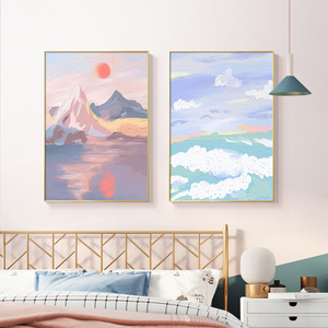 Quadro su Carta con Effetto Spray, Stile Nordico '<span class=keywords><strong>Sunrise</strong></span>', Paesaggio Fresco e Popolare su Instagram, Tema Spiaggia con Velieri, Design di Nicchia Lusso Leggero per Soggiorno e Ingresso - Product Image 2