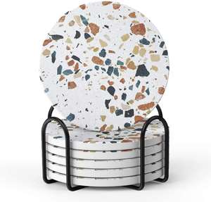 Alfombrilla decorativa para mesa de moda, cerámica personalizada, posavasos de piedra absorbente de estilo mármol con soporte para taza de mesa para beber - Product Image 1