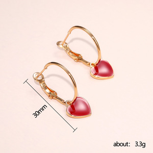 Orecchini a Cerchio con Cuore Rosso Gocciolante, Gioielli Trendy e Versatili per Donne - Product Image 3