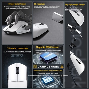 Souris de jeu sans fil Darmoshark M5 PRO 38g à prise en main ergonomique, trois modes, capteur PAW3950 8K Hz 30000 DPI, interrupteurs TTC pour PC et Esports - Product Image 3