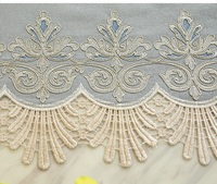 Rideaux en chenille gris style européen, broderie 3D florale, semi-occultants pour salon