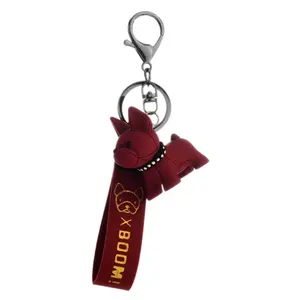 Best selling french bulldog bag accessory leather keychain for couples