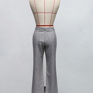 Pantalon décontracté pour femme, taille haute élastique, anti-plis, jambe large, longueur cheville, couleur unie, tendance, vente en gros, personnalisé OEM/ODM - Product Image 3