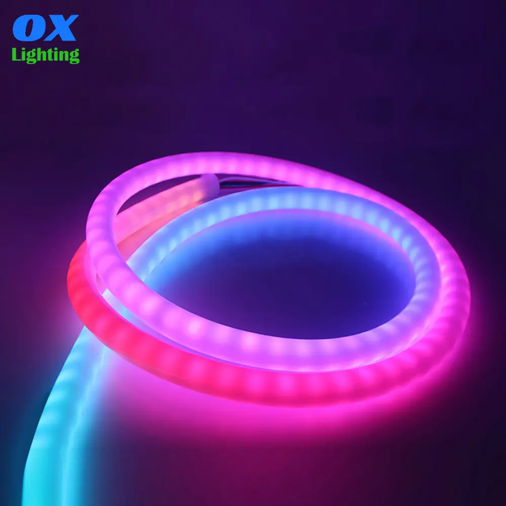 360 Grad Round Flex 5V 12V 24V Traum farbe Pixel Programmier bar Sequentiell adressierbar 5050 RGB RGBIC LED Neon Strip Rope Light