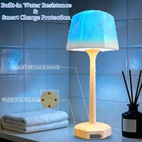 Lampe de douche étanche avec projecteur d'ondes océaniques 16 couleurs, rechargeable, 3 modes blancs, lumière LED, USB-C, sans fil, pour chambre