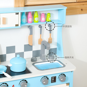 Juguetes de Cocina de Madera, Cocina de Juguete Azul, Juguetes Educativos Montessori con Certificación CE y Cpc para Niños - Product Image 3