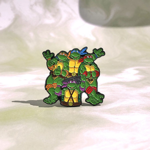 Bán Buôn Kim Loại Pins Màu Xanh Lá Cây Rùa Phim Hoạt Hình Phim Hoạt Hình Màu Xanh Lá Cây Rùa Anh Em Trâm Kim Loại Huy Hiệu Ve Áo Pins - Product Image 3