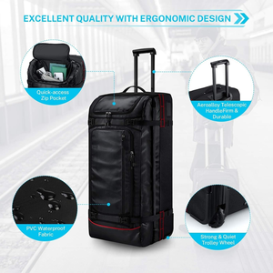 BSCI Große wasserdichte Soft Roller Camping Trolley Gepäck Reisetasche Rolling Wheeled Gym Sport Duffle Reisetasche mit Rädern - Product Image 3