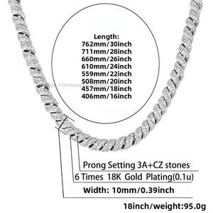 European American Twisted Hemp Rope <b>Chain</b> Full Zircon <b>Cuban</b> Hot Sale Cross-border New Street Hip-hop Unisex Personalized Trendy - Product Image 4