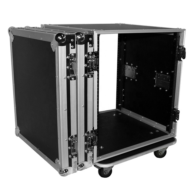 12U Space Amp Rack Mount ATA Flight Case 19 Inch Depth With Casters
