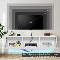 Meuble TV mural flottant blanc ultra brillant avec éclairage LED, centre de divertissement moderne pour téléviseurs jusqu'à 65 pouces, console multimédia