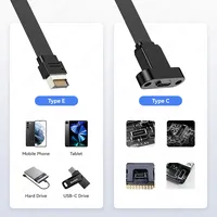 Cable de Extensión JEYI para Panel Frontal, Tipo-C en Ángulo Recto, Material TPE, 20Gbps, Conector Interno para Placa Base, con Tornillo de Montaje