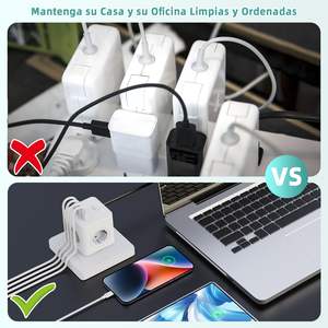 Enchufe múltiple inteligente Wurfelsteckdose con carga rápida PD de 20W, toma de corriente USB y cable de extensión, tipo cubo. - Product Image 4