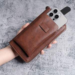 Bolsa para Teléfono de Gran Capacidad Personalizada al por Mayor con Cierre, Monedero de Cuero PU Estilo Vintage, Cartera Multifuncional para Hombre - Product Image 4