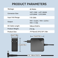 Untuk ASUS 4.0*1.35mm 3.0*1.1mm 4.5*3.0mm 5.5*2.5mm 4 Tips Colokan US UK EU Charger & Adaptor 65W Adaptor Charger Laptop