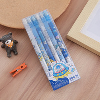 Lot de 6 crayons à mécanisme automatique en boîte, crayons créatifs à motifs de dessins animés, papeterie pour étudiants, crayons à pression pour la calligraphie et la peinture