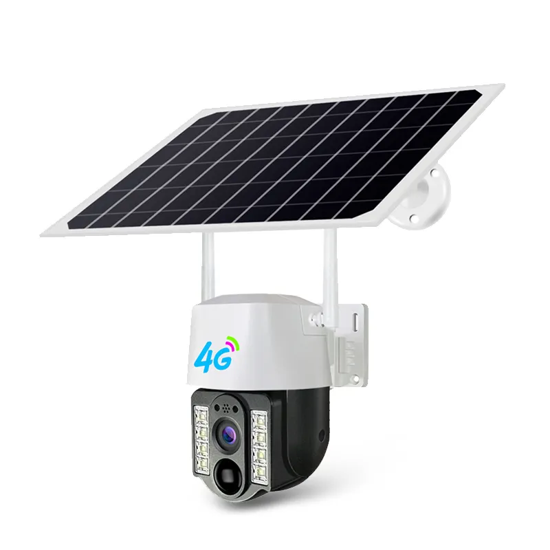 Kamera CCTV PTZ bertenaga surya kartu Sim 4G sumber cahaya ganda dengan konsumsi daya rendah