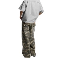 Jean baggy camouflage oversize pour homme avec rivets latéraux, coupe large et décontractée, style vintage Y2K, streetwear hip-hop en denim