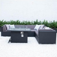 Conjunto de muebles de exterior para Patio y jardín, mesa de mimbre moderna, sofá seccional impermeable