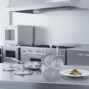 <span class=keywords><strong>Set</strong></span> di <span class=keywords><strong>Padelle</strong></span> Antiaderenti in <span class=keywords><strong>Acciaio</strong></span> Inox 304 con Coperchio in Vetro, Compatibile con Gas e Induzione, per Bistecche e Pancake - Product Image 6