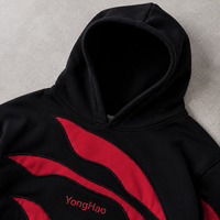 Fabricant de vêtements personnalisés OEM ODM : Sweat à capuche pour homme en molleton bouclette avec appliqué contrastant, style streetwear oversize