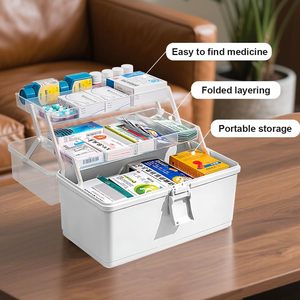 Three-Layer Rectangle Multipurpose <b>Storage</b> Box Medicine <b>Chest</b> Family First Aid Kit Home Medicine Kit Plastic Classic - Product Image 2