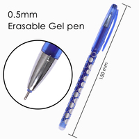 Stylo effaçable à encre gel bleue, faible MOQ (12 pièces/boîte), 0,5 mm avec gommes à effacer sur l'extrémité, pour fournitures scolaires et de bureau