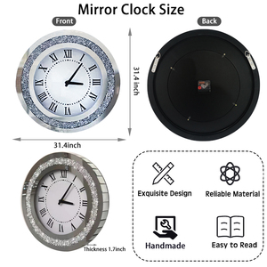 <span class=keywords><strong>Orologio</strong></span> a specchio rotondo argento Crystal Crush Diamond Mirror Sparkle Twinkle Bling Diamond Decor <span class=keywords><strong>grande</strong></span> <span class=keywords><strong>orologio</strong></span> <span class=keywords><strong>da</strong></span> <span class=keywords><strong>parete</strong></span> per la decorazione - Product Image 6