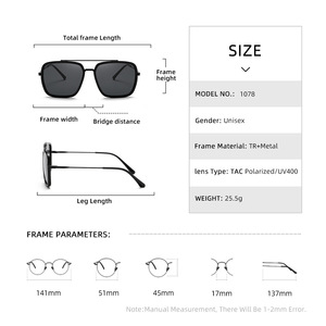 Nouvelles lunettes de soleil métalliques irrégulières unisexes, verres polarisés TAC UV400, monture en métal TR couleur or, type 3, pare-soleil - Product Image 5