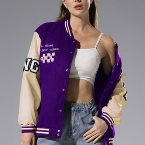 Customized Breathable Canvas Stand Collar Printed <b>Lightweight</b> Varsity <b>Jacket</b> High Quality Casual Design Letterman <b>Womens</b> Winter - Product Image 3